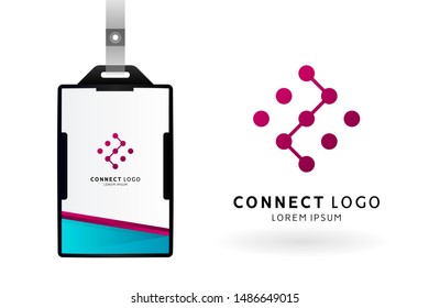 icono moderno de logo de conexión, logotipo de vector de Internet, plantilla de concepto de banda ancha con identidad de maqueta, diseño tecnológico sobre fondo blanco, conjunto de diseño corporativo, negocio de proveedor de Internet.