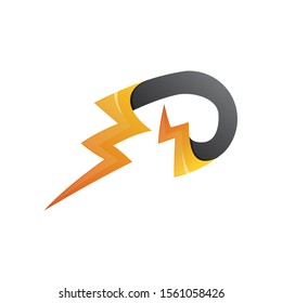 The modern logo of the initial letter D with the thunder symbol, the letter logo D
