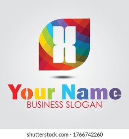 Logotipo moderno de diseño inicial x de vectores libres, color arco iris x diseño de logotipo,Logo hexagonal abstracto Vector libre