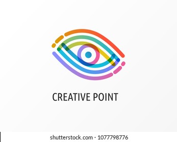 Modern logo innovative concept with eye - technology, biotechnology, optometry icon and symbol