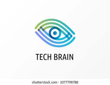 Modern logo innovative concept with eye - technology, biotechnology, optometry icon and symbol