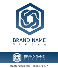 Modern logo with an interlocking chain design inside a hexagon, symbolizing connection, security, and technology. Ideal for blockchain, finance, or network-based brands
