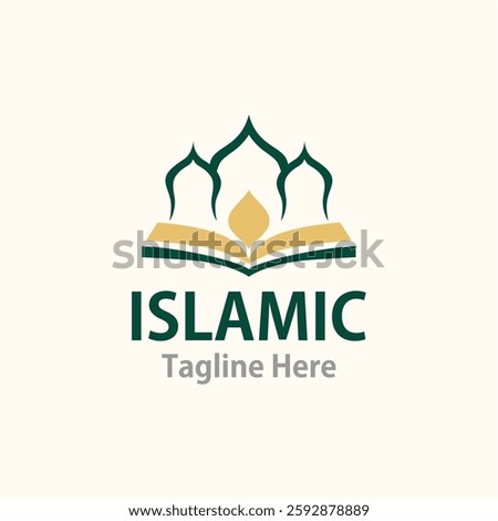 modern logo For an islamic organization with a book and a mosque.