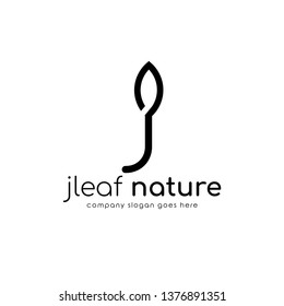 Modern logo J combine with leaf. Initial Letter J Eco nature design template isolated on white background.