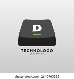 Modern logo with a keyboard key shape, perfect for tech, software, coding, or digital brands. Clean, minimal, and ideal for branding and UI UX design.