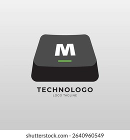 Modern logo with a keyboard key shape, perfect for tech, software, coding, or digital brands. Clean, minimal, and ideal for branding and UI UX design.