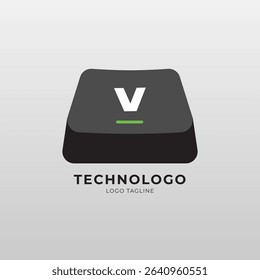 Modern logo with a keyboard key shape, perfect for tech, software, coding, or digital brands. Clean, minimal, and ideal for branding and UI UX design.