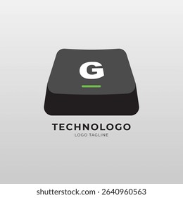 Modern logo with a keyboard key shape, perfect for tech, software, coding, or digital brands. Clean, minimal, and ideal for branding and UI UX design.