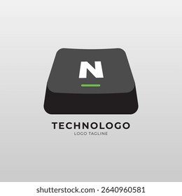 Modern logo with a keyboard key shape, perfect for tech, software, coding, or digital brands. Clean, minimal, and ideal for branding and UI UX design.