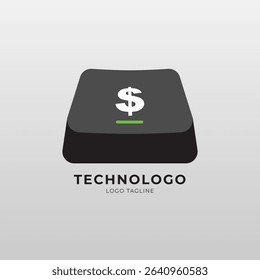 Modern logo with a keyboard key shape, perfect for tech, software, coding, or digital brands. Clean, minimal, and ideal for branding and UI UX design.