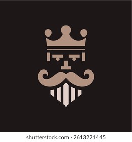 modern logo. King with a crown mustache and beard.