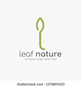Modern logo L combine with leaf. Initial Letter L Eco nature design template isolated on white background.