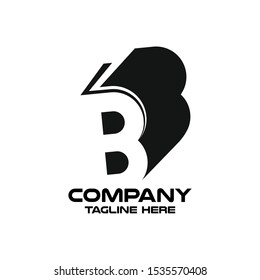 Modern logo letter B and book or brochure. Vector illustration.