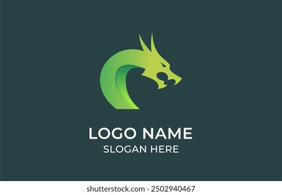 Modern Logo letter C combine Dragon shape with gradient green color. Editable file