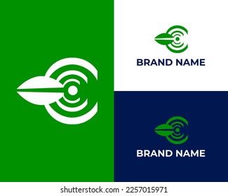Logotipo moderno Letra C Leaf, logotipo de la letra concepto C