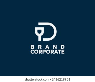 Modern logo of letter D and drink glass icon. Suitable for all types of companies, especially drinking water companies and restaurants.