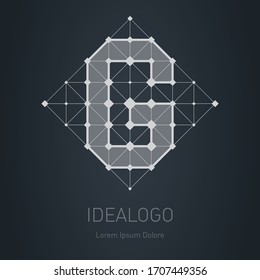 Modern logo with letter G. Design element with squares, triangles and rhombus. Vector Lowpoly logotype template.