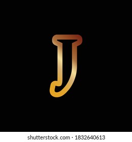 Modern logo letter J Monogram outline style in gold color