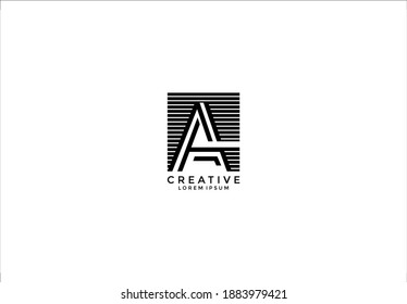 Modern Logo Letter A linear stripe square black vector