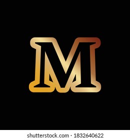 Modern logo letter M Monogram outline style in gold color