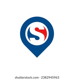 moderner Logo-Buchstabe S mit Standortsymbol, Vektorgrafik