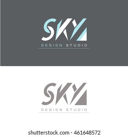 Modern logo, letter sky. Vector illustration. 