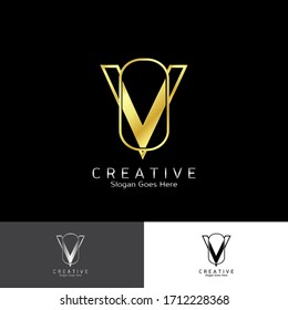 Diseño de vectores V con logotipo moderno para la identidad de marca