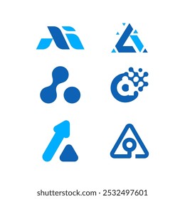 Logotipo moderno de la letra Una variación de la tecnología del icono del diseño