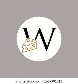 modern logo letter w with icon cheese vector illustration design