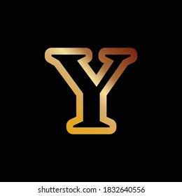 Modern logo letter Y Monogram outline style in gold color