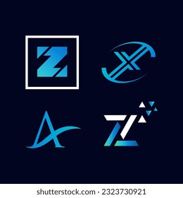 Letra moderna del logotipo Z X A Z, ilustración vectorial