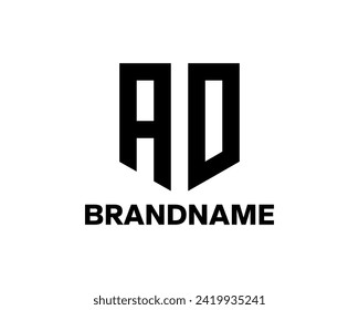 Modernes Logo der Buchstaben A und D, das einen Schild bildet. Geeignet für Technologie-, Sport- und Sicherheitsfirmen.