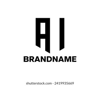 Modern logo of letters A and I forming a shield. Suitable for technology, sports and security companies.