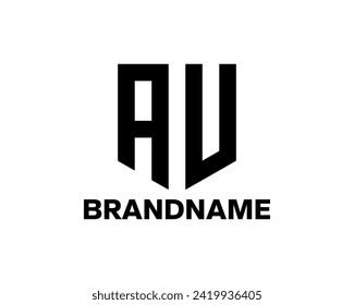 Modern logo of letters A and V forming a shield. Suitable for technology, sports and security companies.