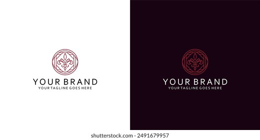 A modern logo of Lily Fleur de Lis which has line ornaments and gives the impression of elegance, luxury, simplicity