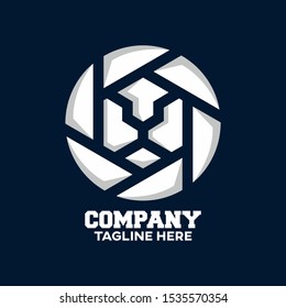 Modern logo lion head and photo. Vector illustration.