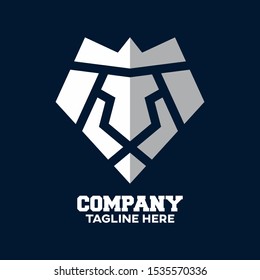 Modern logo luxury lion head and diamond. Vector illustration.