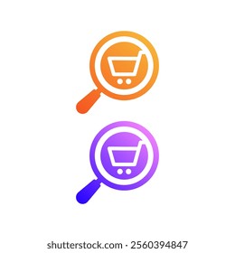 Modern logo Magnifying glass and shopping cart