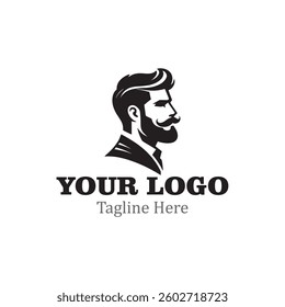 modern logo Of a man with a beard and mustache.	
