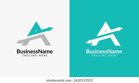 Modern logo mark with letter a and arrow icon bar candlestick for trading, investment, finance, statistic, accounting or marketing business