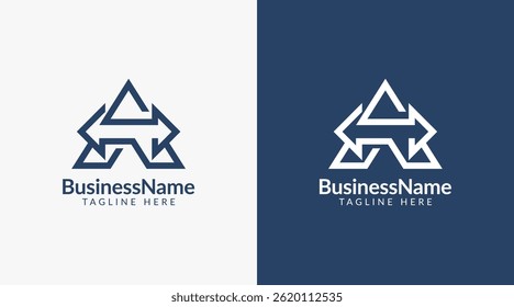 Moderna marca de logotipo con una letra y una flecha icono barra candelabro para el comercio, inversión, finanzas, estadísticas, contabilidad o marketing de negocios