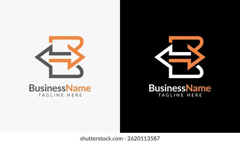 Modern logo mark with letter b and arrow icon bar candlestick for trading, investment, finance, statistic, accounting or marketing business