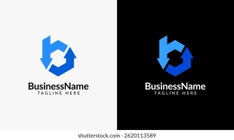 Modern logo mark with letter b and arrow icon bar candlestick for trading, investment, finance, statistic, accounting or marketing business
