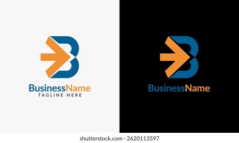 Modern logo mark with letter b and arrow icon bar candlestick for trading, investment, finance, statistic, accounting or marketing business