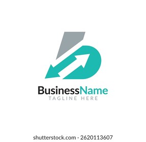 Moderne Logo-Marke mit Buchstaben b und Pfeil Symbol Bar Kerzenständer für Handel, Investitionen, Finanzen, Statistik, Buchhaltung oder Marketing-Geschäft