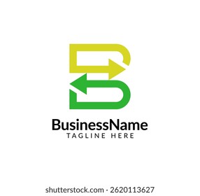 Marca moderna del logotipo con la letra b y el icono de la flecha barra de velas para el comercio, la inversión, las finanzas, las estadísticas, la contabilidad o el negocio de marketing
