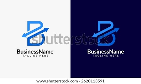 Modern logo mark with letter b and arrow icon bar candlestick for trading, investment, finance, statistic, accounting or marketing business