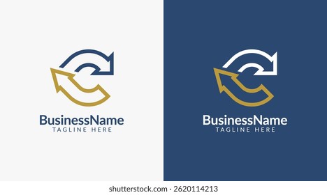 Modern logo mark with letter c and arrow icon bar candlestick for trading, investment, finance, statistic, accounting or marketing business