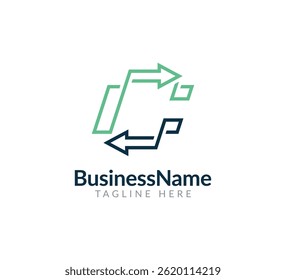Modern logo mark with letter c and arrow icon bar candlestick for trading, investment, finance, statistic, accounting or marketing business