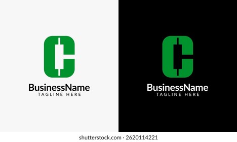 Modern logo mark with letter c and arrow icon bar candlestick for trading, investment, finance, statistic, accounting or marketing business
